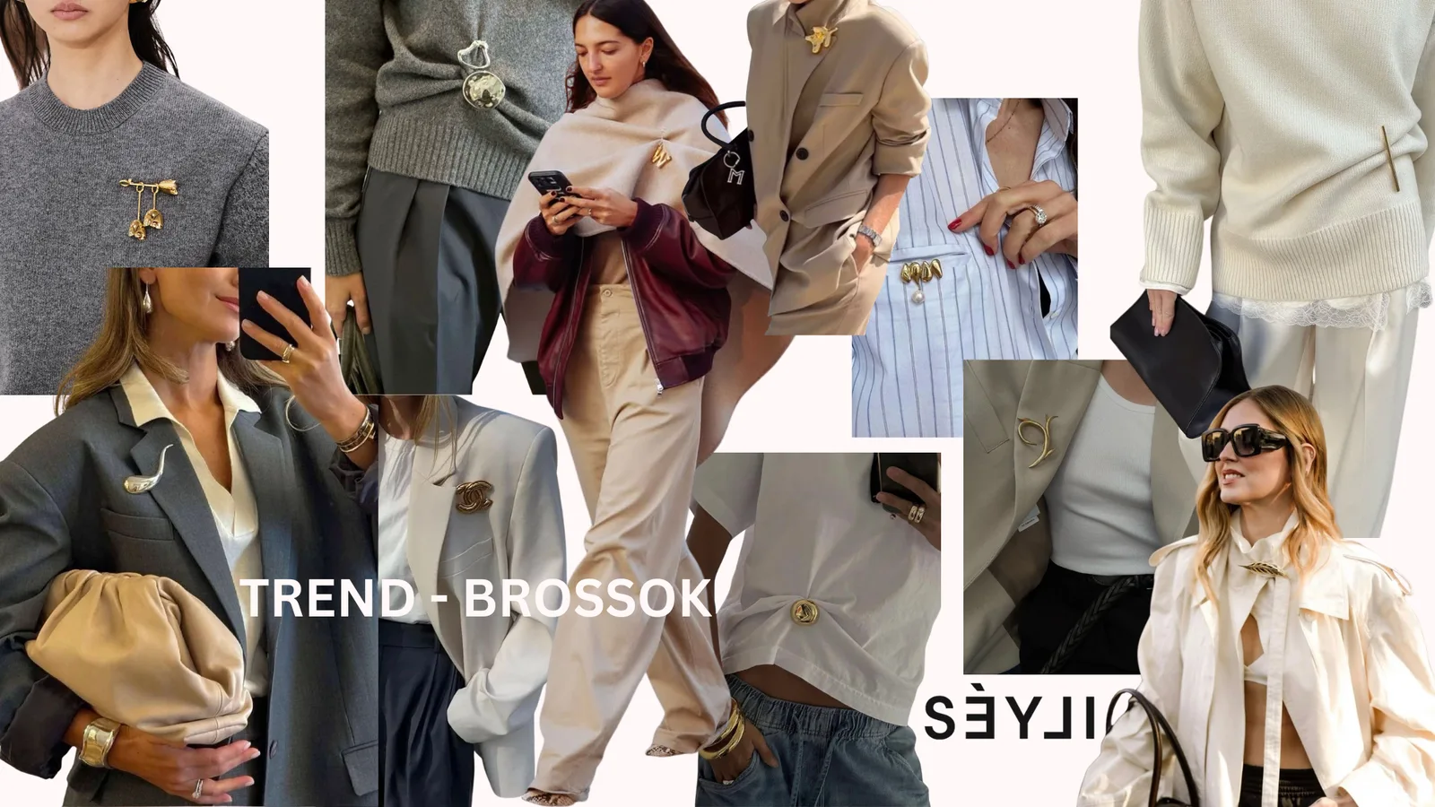 Bross trend: blézerekre és kendőkre tűzött brossok